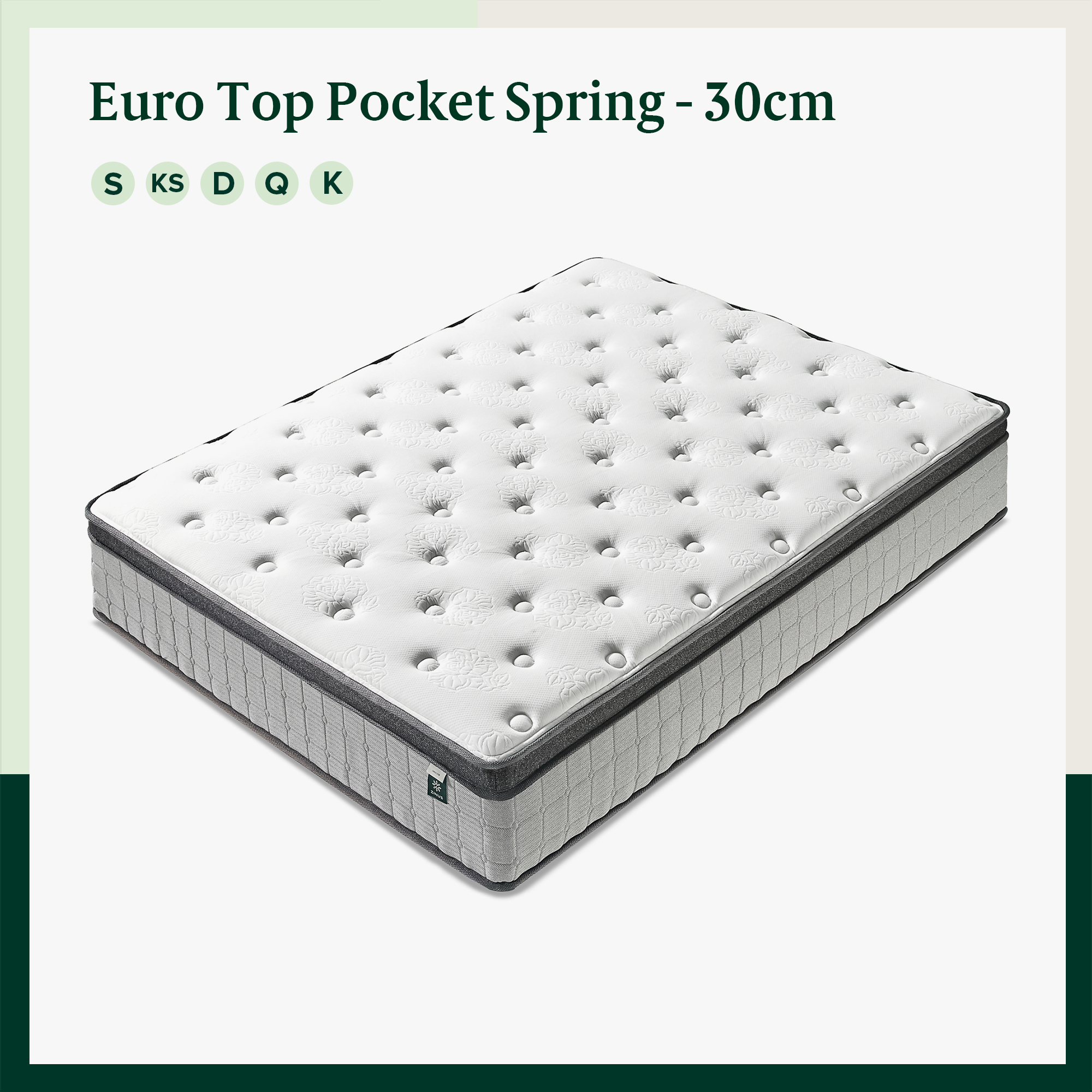 Zinus Mattress Queen Double King Single Euro Top Pocket Spring 10 Years